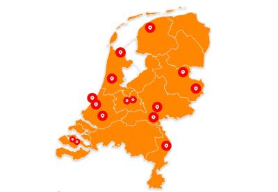 Kaart van Nederland met onze lokale organisaties